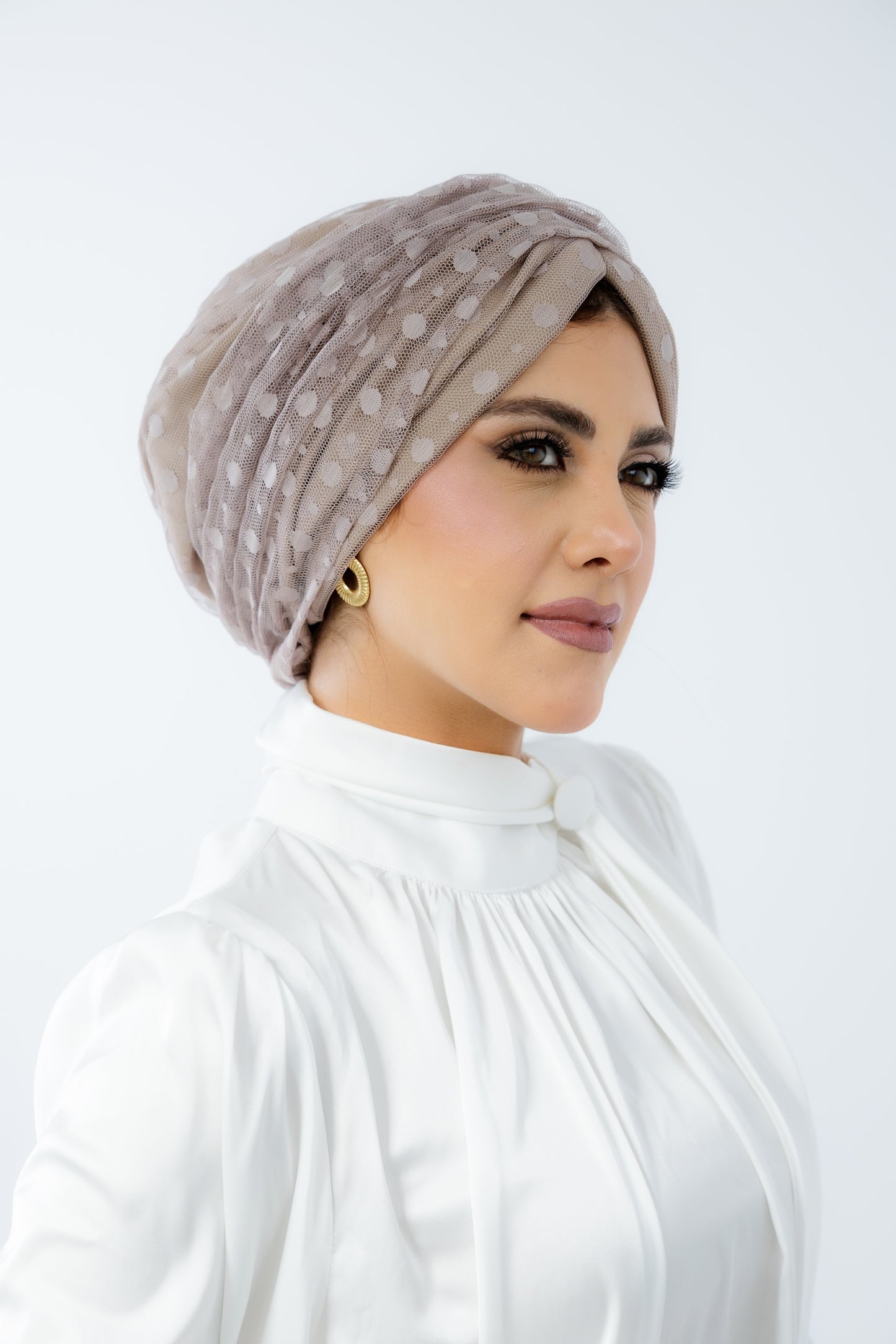 Turban with Bandana Coffee Tulle