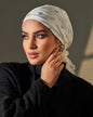Turban with tie- White and Gold