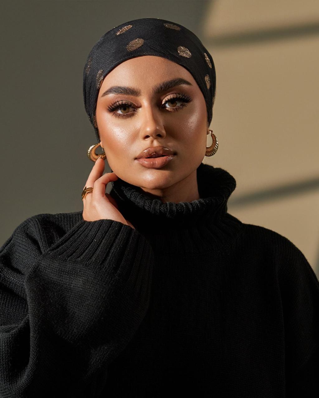 Turban with tie- Black and Gold