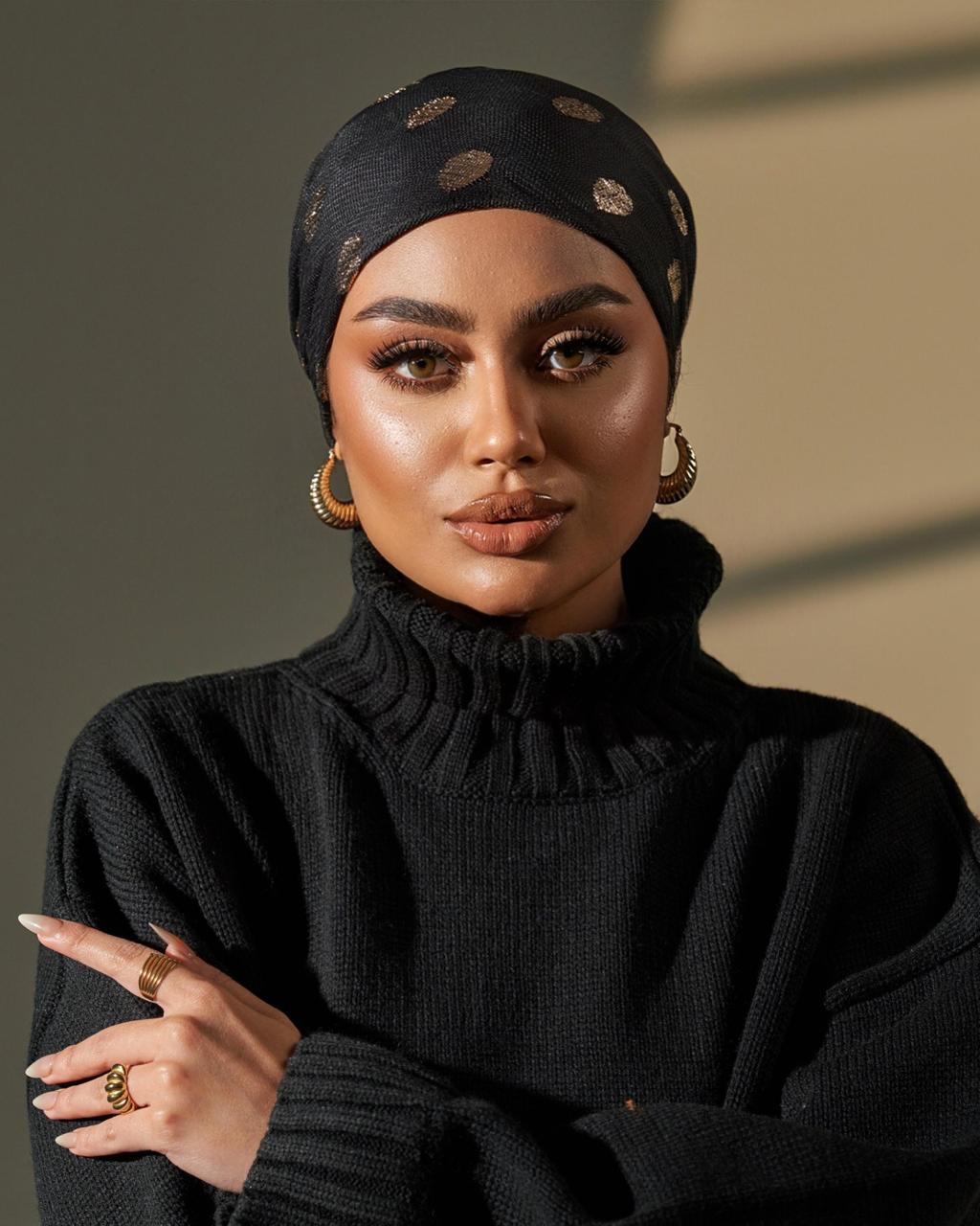 Turban with tie- Black and Gold