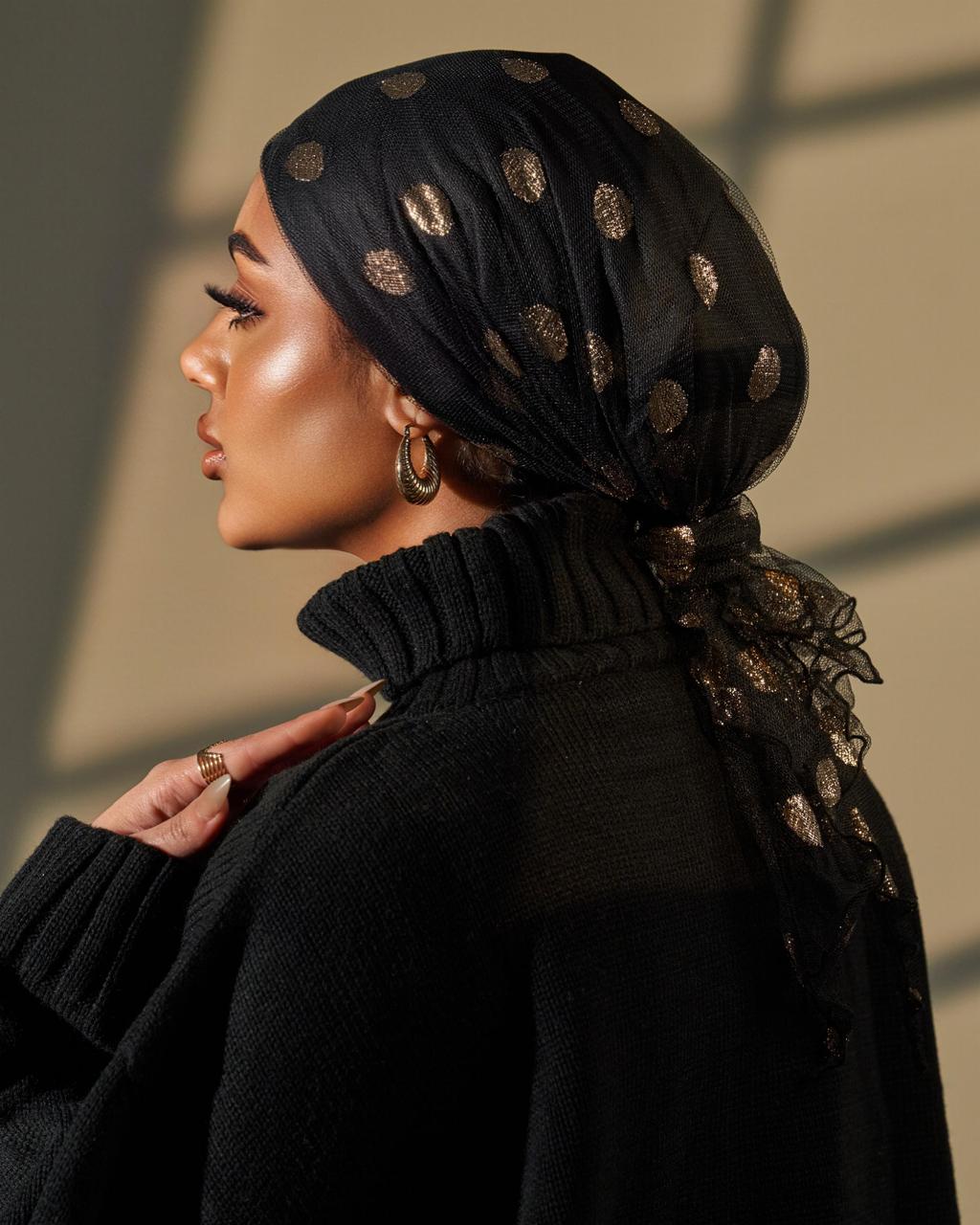 Turban with tie- Black and Gold