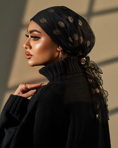 Turban with tie- Black and Gold