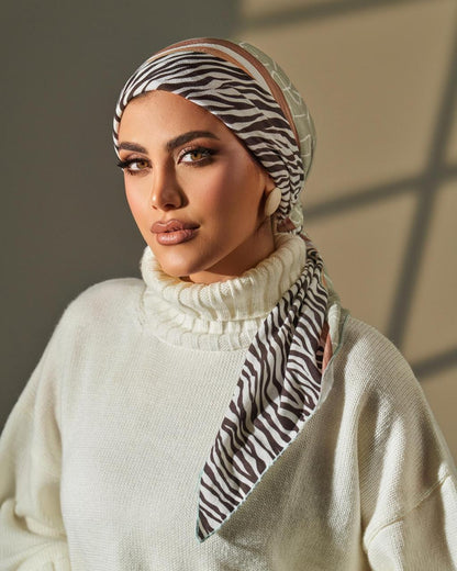 Turban with tie - Black White Brown Green