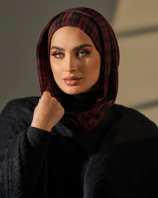 Two Pieces Hijab  - Black and Red