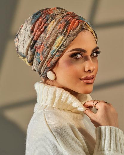 Turban Wool - Beige Yellow Orange Blue