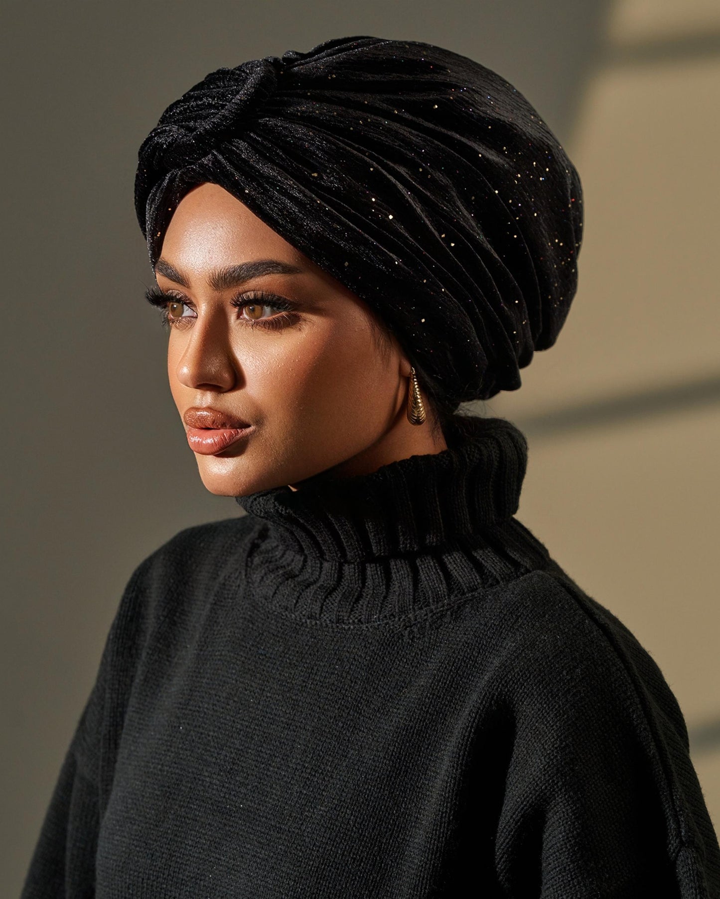 Turban Velvet - Black with Sparkles