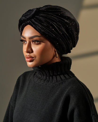 Turban Velvet - Black with Sparkles