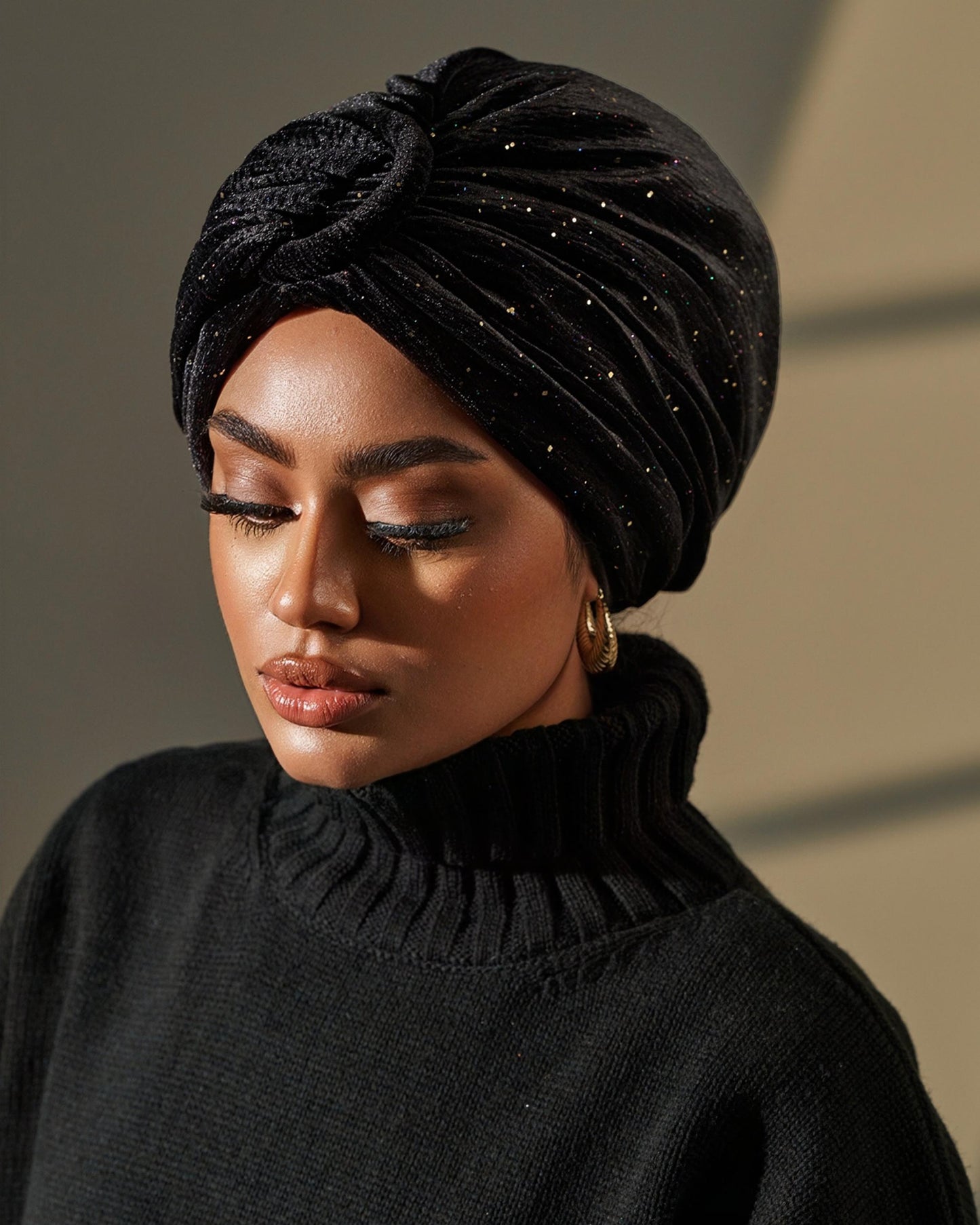 Turban Velvet - Black with Sparkles