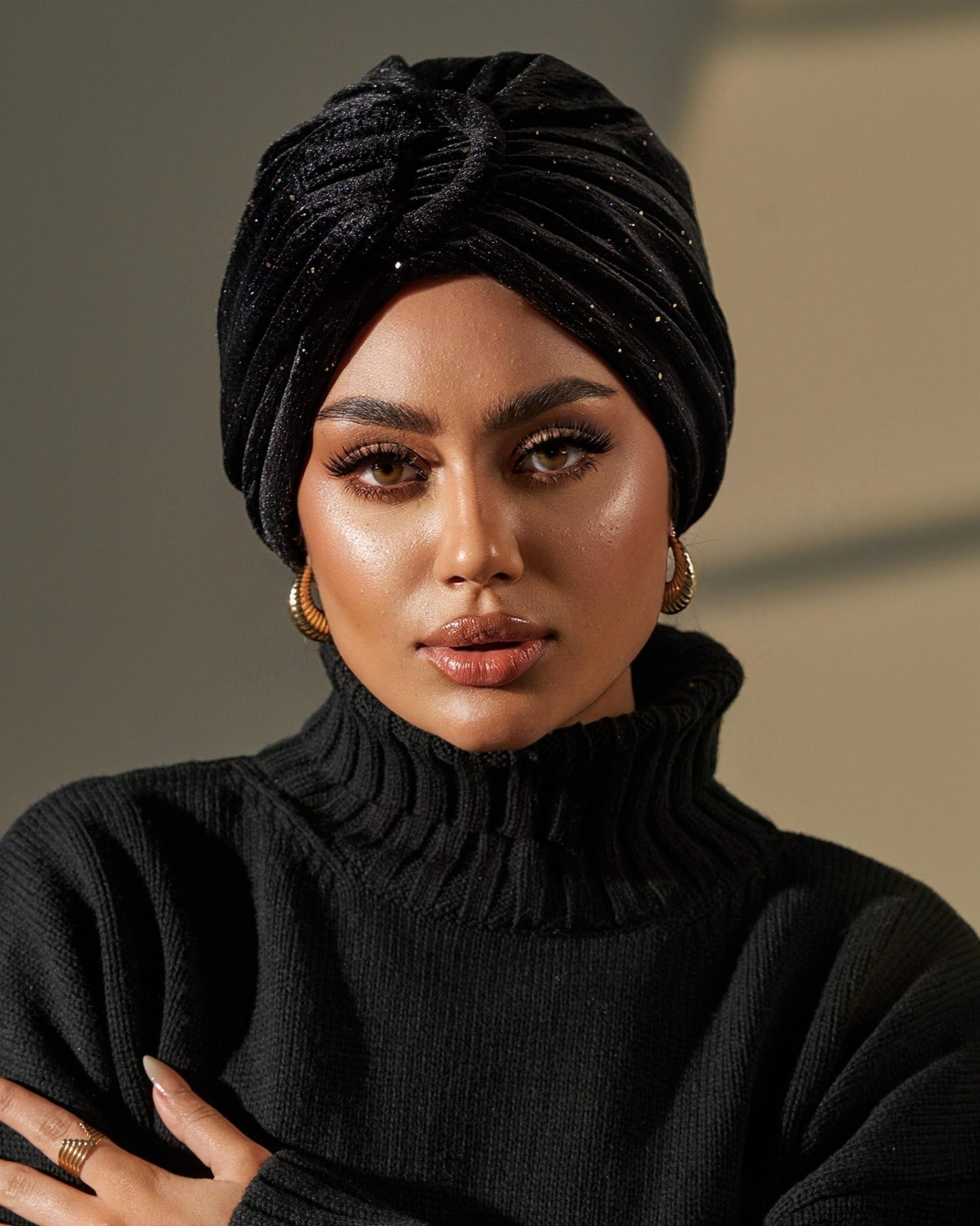 Turban Velvet - Black with Sparkles