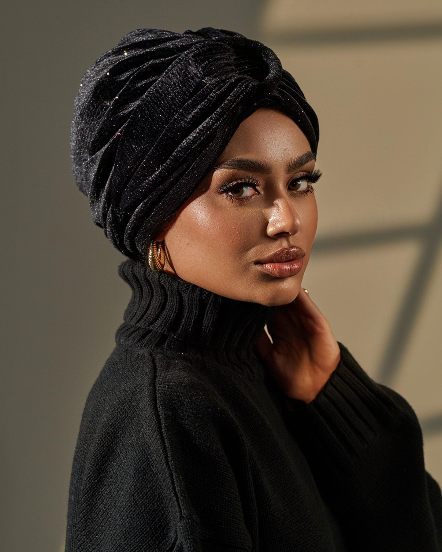 Turban Velvet - Black with Sparkles