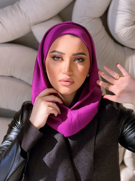 Wool - Two pieces hijab - Fucshia